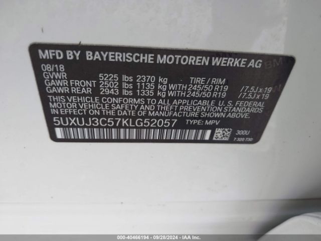 5UXUJ3C57KLG52057 BMW X4 Xdrive30i