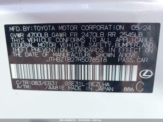 JTHBZ1B27R5078518 Lexus Is 350 F Sport Design