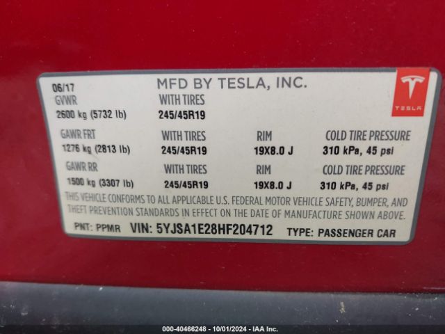5YJSA1E28HF204712 Tesla Model S 100d/60d/75d/90d/p100d
