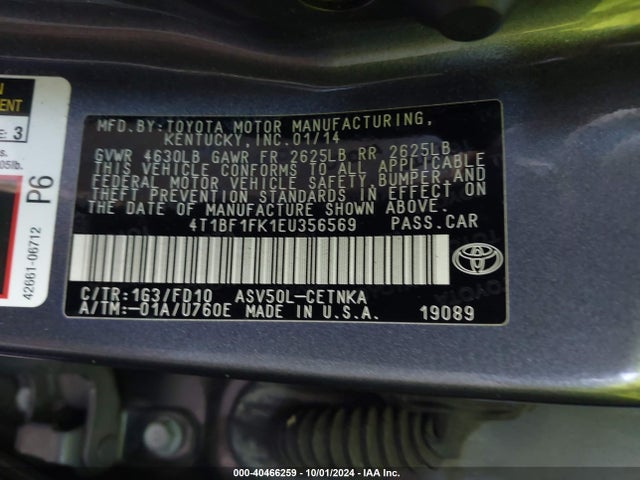 4T1BF1FK1EU356569 Toyota CAMRY LE