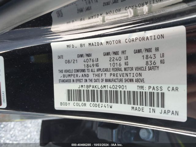 JM1BPAKL6M1402901 Mazda Mazda3 Select