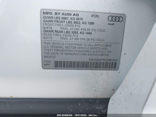 WA1G2AFY0L2061010 Audi Q5 Premium 55 Tfsi E Quattro S Tronic