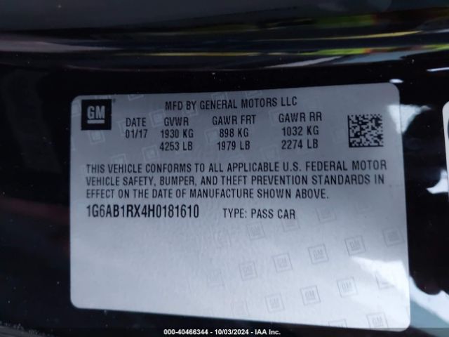 1G6AB1RX4H0181610 Cadillac ATS LUXURY