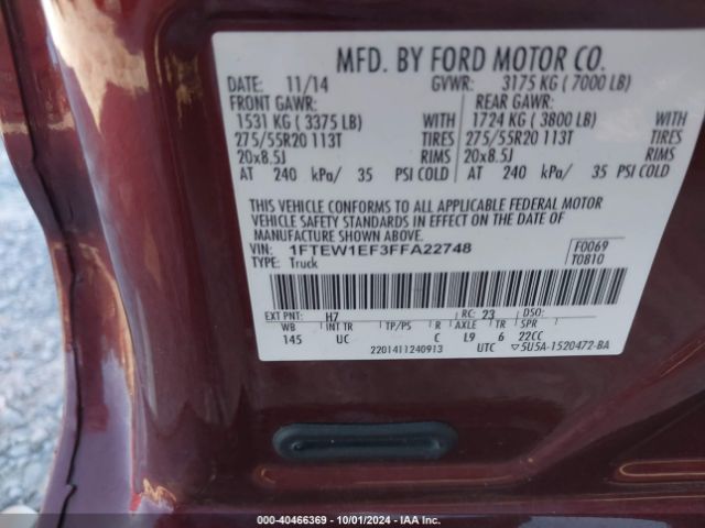 1FTEW1EF3FFA22748 Ford F-150 Xlt
