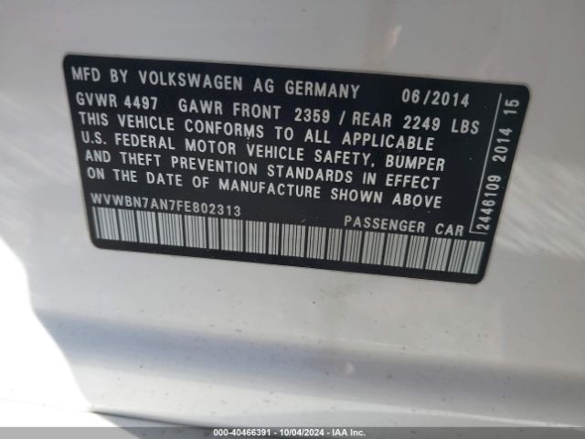 WVWBN7AN7FE802313 Volkswagen Cc 2.0t Sport
