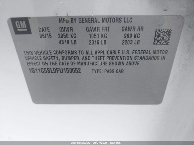1G11C5SL9FU150652 Chevrolet MALIBU 1LT