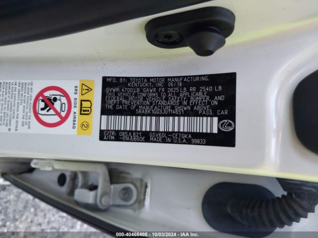 58ABK1GG3JU114651 Lexus ES 350