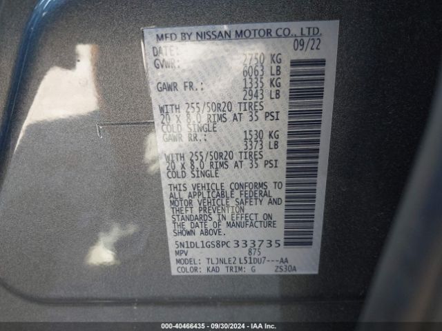 5N1DL1GS8PC333735 Infiniti Qx60 Sensory Awd