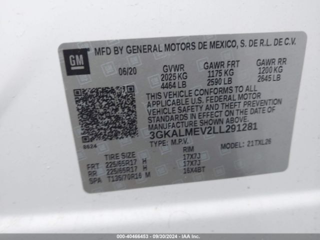 3GKALMEV2LL291281 GMC Terrain Fwd Sle