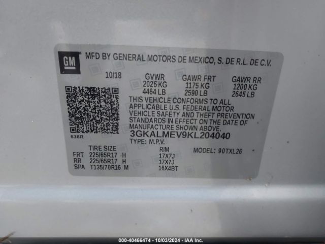 3GKALMEV9KL204040 GMC Terrain Sle