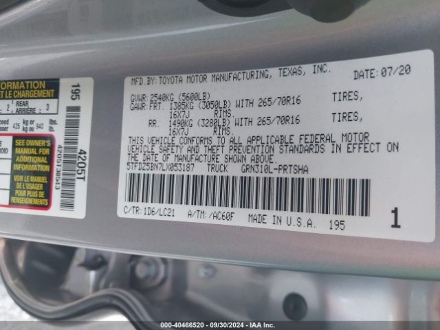 5TFDZ5BN7LX053187 Toyota Tacoma Trd Off-road