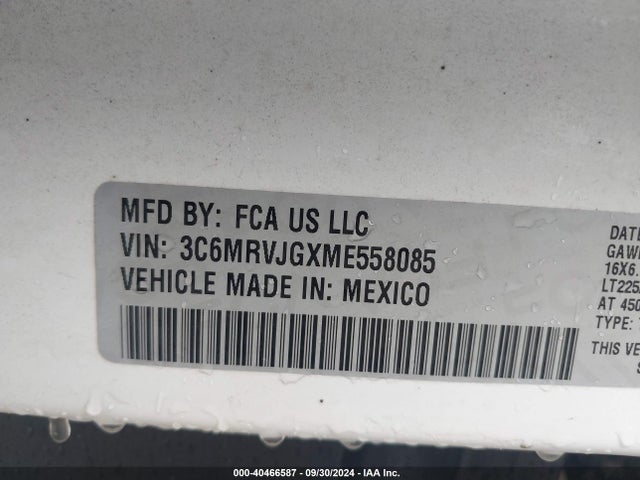 3C6MRVJGXME558085 RAM Promaster 3500 Cargo Van High Roof 159 Wb Ext