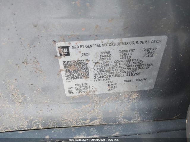3GNCJKSB5LL315265 Chevrolet Trax Fwd Ls
