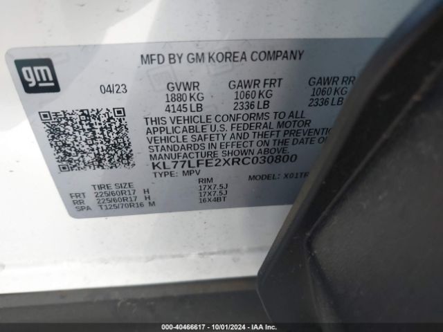 KL77LFE2XRC030800 Chevrolet Trax Fwd Sp