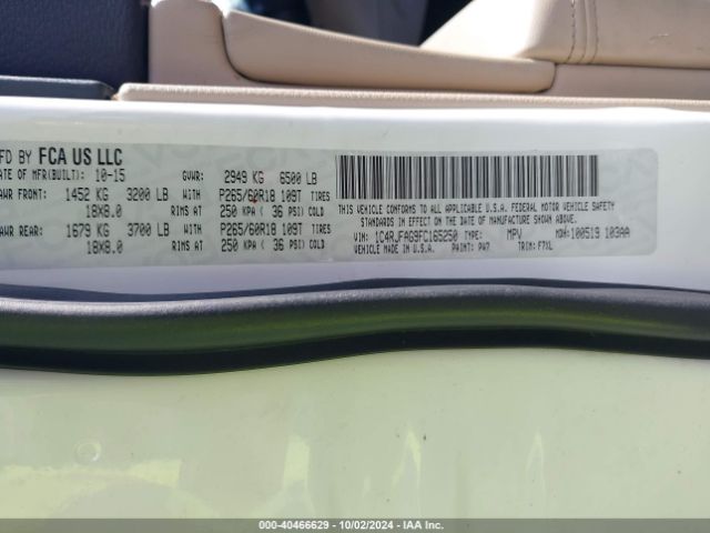 1C4RJFAG9FC165250 Jeep Grand Cherokee Laredo