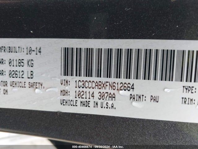 1C3CCCABXFN612664 Chrysler 200 Limited