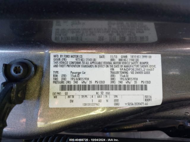 1FADP3E29EL218457 Ford FOCUS S