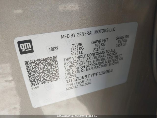 1G1ZD5ST7PF118904 Chevrolet Malibu Fwd 1lt
