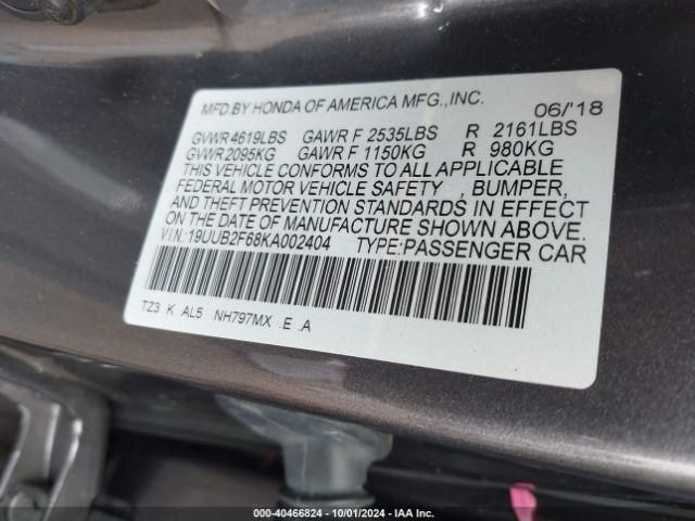 19UUB2F68KA002404 Acura Tlx Tech   A-spec Pkgs