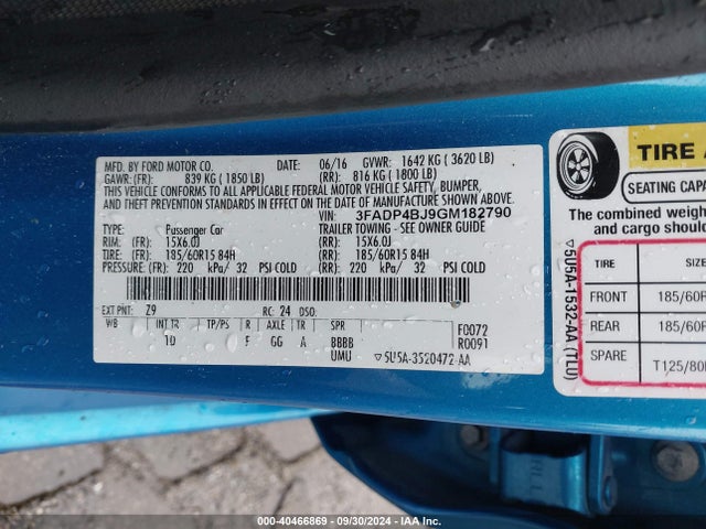 Ford FIESTA SE 2016 3FADP4BJ9GM182790 Image 9