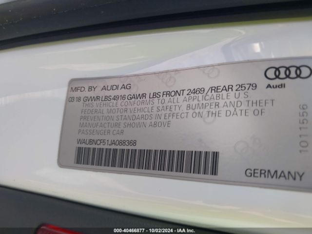 WAUBNCF51JA088368 Audi A5 2.0t Premium
