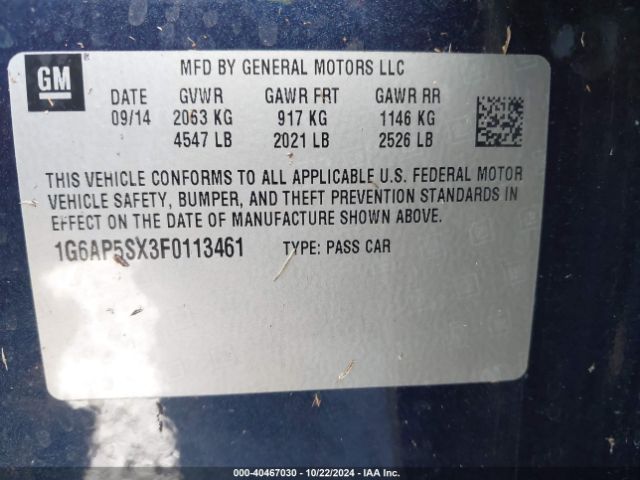 1G6AP5SX3F0113461 Cadillac Cts Standard