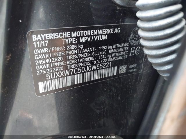 5UXXW7C50J0W65221 BMW X4 M40i