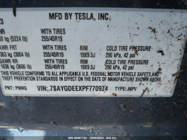 2023 TESLA MODEL Y 7SAYGDEEXPF770974 Photo 8