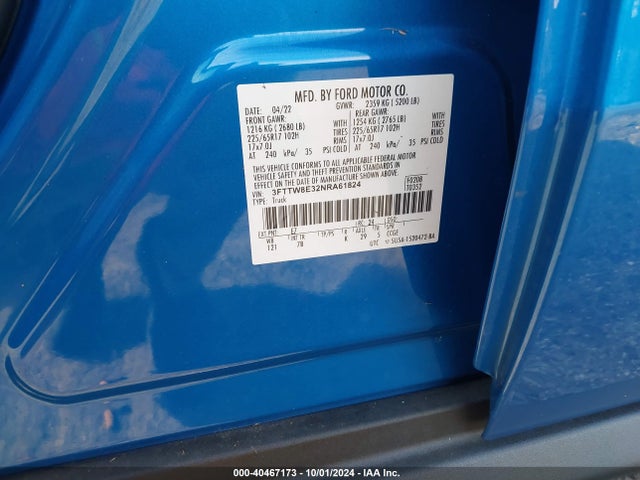 Ford Maverick Xlt 2022 3FTTW8E32NRA61824 Image 9