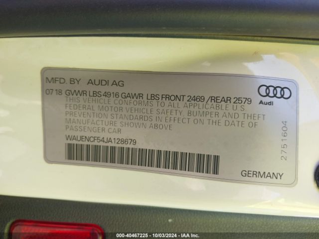 WAUENCF54JA128679 Audi A5 2.0t Premium