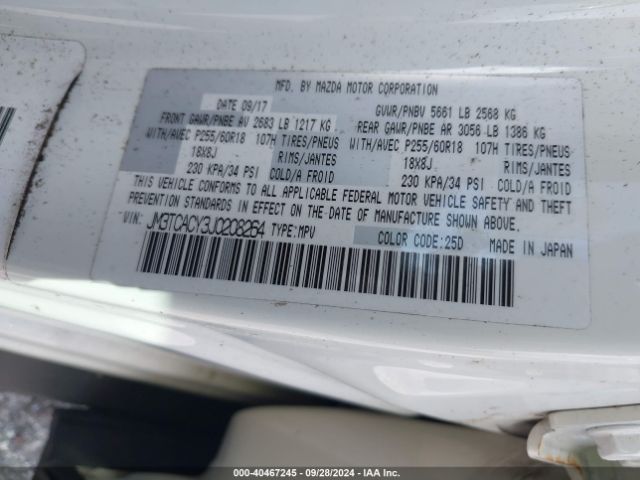 JM3TCACY3J0208264 Mazda Cx-9 Touring