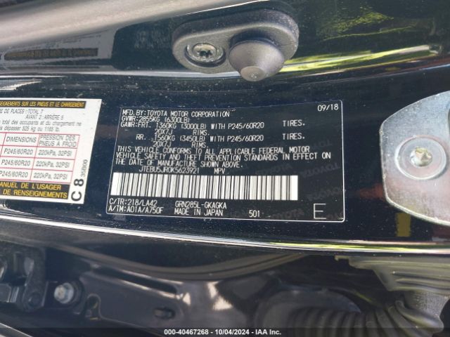 JTEBU5JR0K5623921 Toyota 4runner Limited
