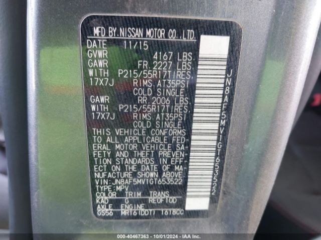JN8AF5MV1GT653522 Nissan Juke Sl
