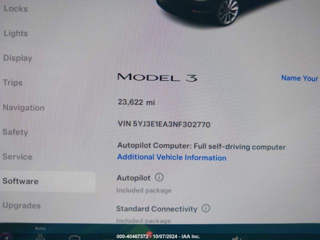 5YJ3E1EA3NF302770 Tesla MODEL 3