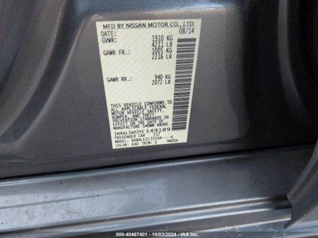 1N4AL3AP2FC149189 Nissan Altima 2.5 S