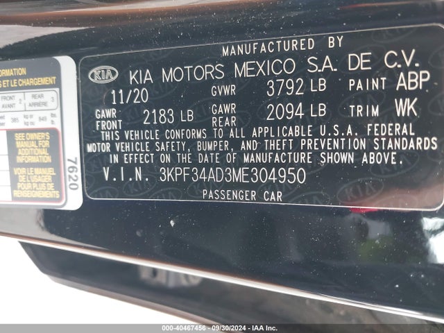 KIA Forte Gt-line 2021 3KPF34AD3ME304950 Image 9