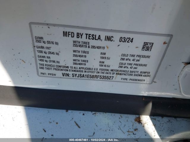 5YJSA1E58RF535527 Tesla Model S Long Range