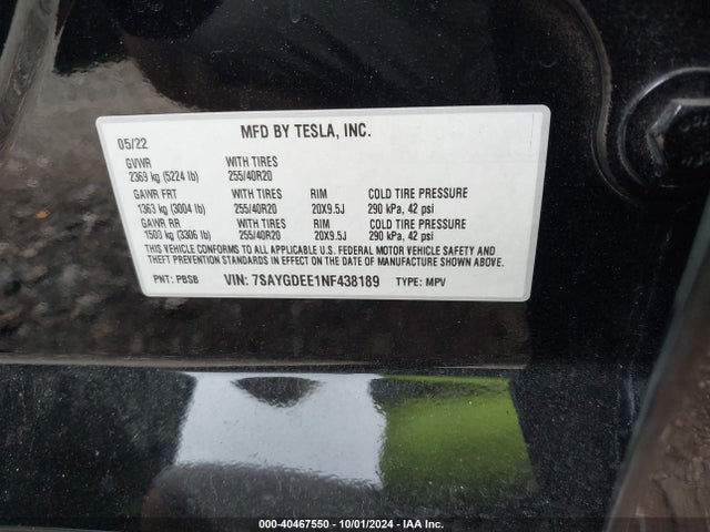 2022 TESLA MODEL Y 7SAYGDEE1NF438189 Photo 8