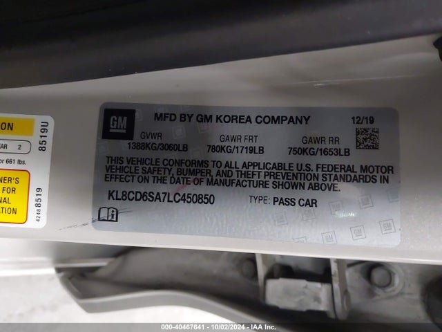 Chevrolet Spark Fwd 1lt Automatic 2020 KL8CD6SA7LC450850 Image 9