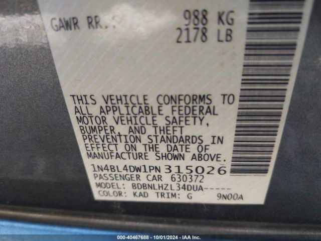 1N4BL4DW1PN315026 Nissan Altima Sv Intelligent Awd