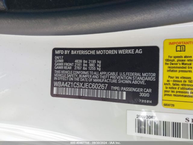 WBA4Z1C5XJEC60267 BMW 430I