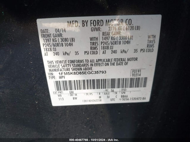 Ford EXPLORER XLT 2014 1FM5K8D85EGC35793 Image 9