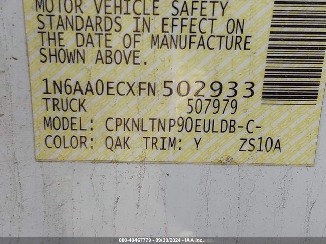 Nissan TITAN SV 2015 1N6AA0ECXFN502933 Image 9