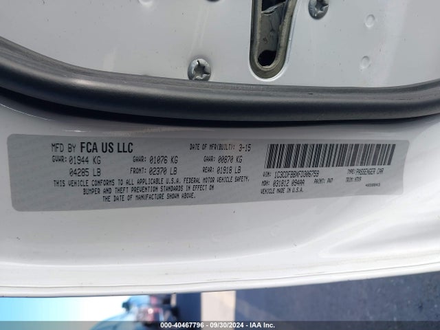 Dodge DART SXT 2015 1C3CDFBBXFD306759 Image 9