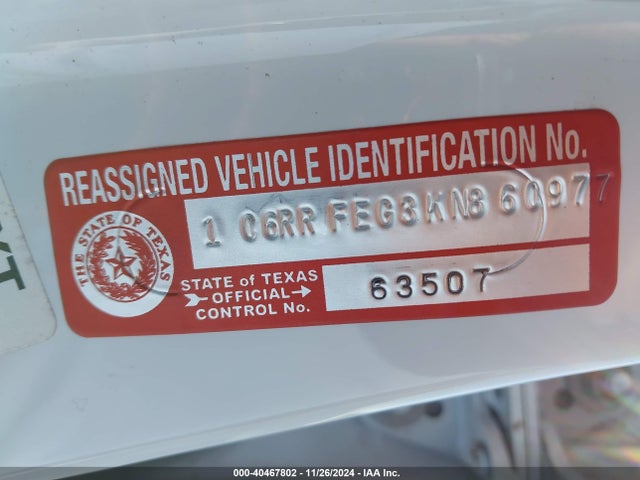 1C6RRFEG3KN860977 RAM 1500 Rebel  4x4 6'4 Box