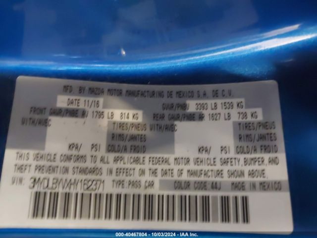3MYDLBYVXHY162371 Toyota YARIS IA