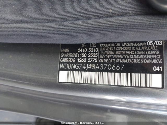 2003 MERCEDES-BENZ S 55 AMG WDBNG74J43A370667 Photo 8