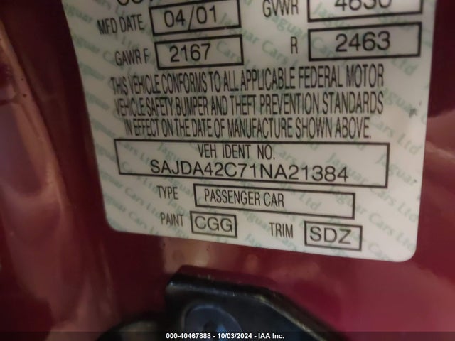 2001 JAGUAR XK8 SAJDA42C71NA21384 Photo 8