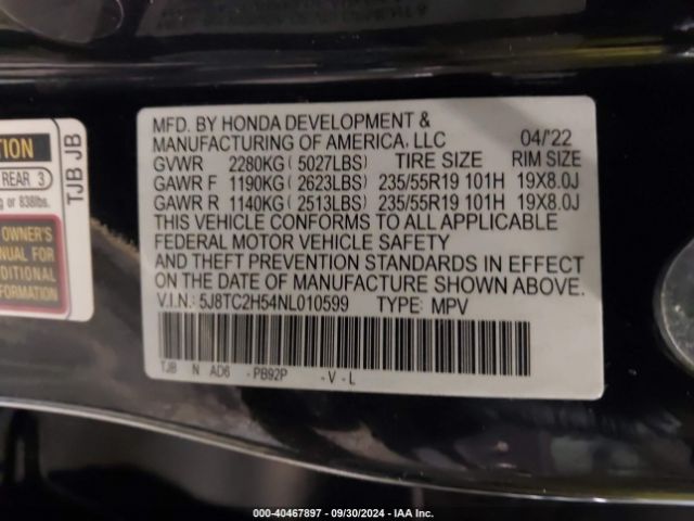 5J8TC2H54NL010599 Acura Rdx Technology Package