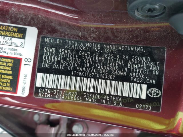 4T1BK1EB7FU183302 Toyota AVALON LIMITED